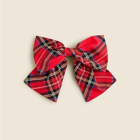 J. Crew Red and Black Plaid Hair Bow - Picture 1 of 3